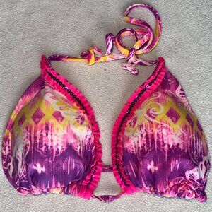 Op Ocean Pacific Y2K Pink Purple Yellow Sequin Bikini Top Size Large 🩷💛💜✨